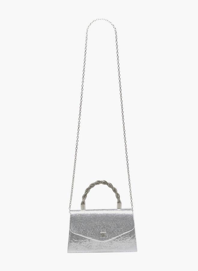 Flora Bella By Shoexpress Textured Satchel Bag With Button Closure Ramadan Collection - Image 3
